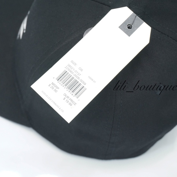 Levi's Unisex Flat Brim Snapback Baseball Cap Hat Cotton OneSize 380210137 Black - Picture 5 of 6